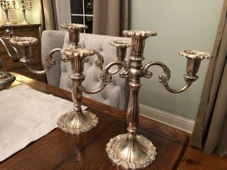 Set Antique Sheffield Italy Candle Sticks Candelabras Silver Plated