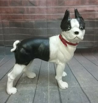 Vintage 9 " Boston Terrier Dog Cast Iron Doorstop Figurine