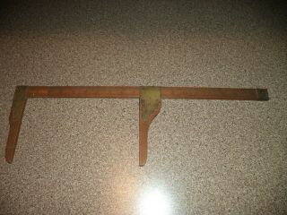 Antique Vintage Eltage Co.  Greene N.  Y.  16 " Boxwood & Brass Caliper Rule Square