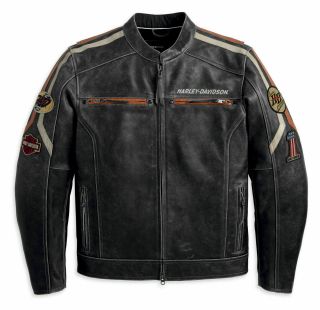 Mens Black Harley Davidson Leather Jacket Biker Cafe Racer Retro