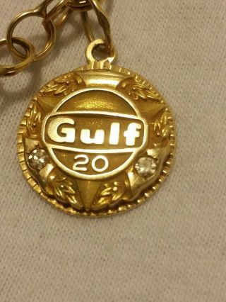 Vintage 14k Gold Not Scrap Diamonds Ruby Service Gulf Gas & Oil 16.  5 G Bracelet