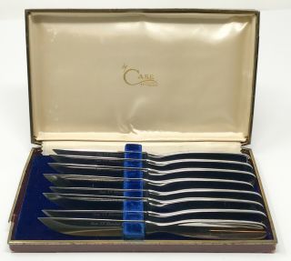 Vintage Case Xx 8 Pc Steak Knife Set Ca - 752 Stainless Exc Box Scp