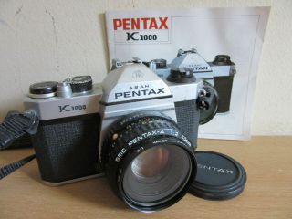 Vintage Asahi Pentax K1000 Camera W/ Smc Pentax - A 1:2 50mm Lens