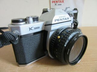 Vintage Asahi Pentax K1000 camera w/ SMC Pentax - A 1:2 50mm Lens 3