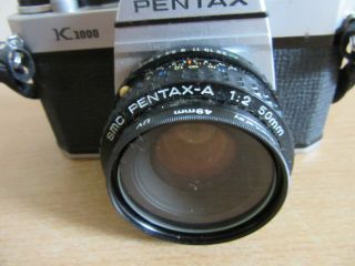 Vintage Asahi Pentax K1000 camera w/ SMC Pentax - A 1:2 50mm Lens 4