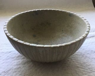 Vtg Arne Bang 123 Ribbed Bowl Ivory Sandstone Nuance Mid Cent Danish Stoneware