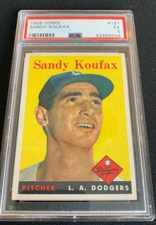 1958 Topps 187 Sandy Koufax Psa - 5 Ex “honus Abe’s Vintage Cards”