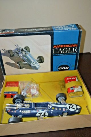 Vintage 1/12 Scale Dan Gurney American Eagle.  049 Cox Tether Car W/box