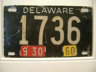 1736 Delaware License Plate Antique Vintage Car Auto Decor