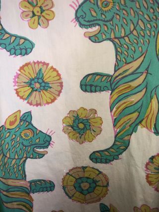 Vintage Hawaiian maxi dress pake muu tiki print Tiger Fu dogs 8 10 Large 3
