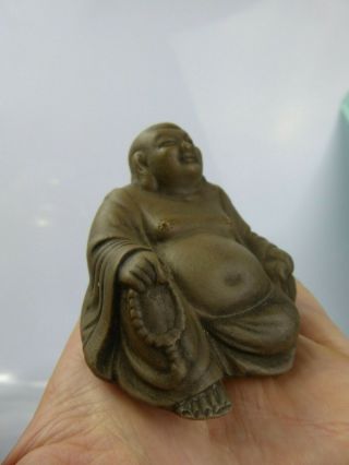 Chinese Yixing Zisha Pottery Buddha Figure - Foo Dog Seal Mark Republic ? Shiwan 4