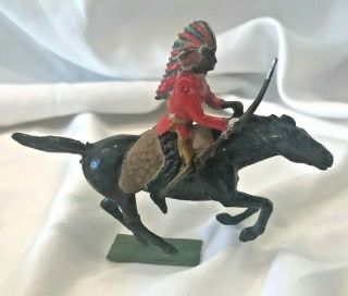 Vintage Lead Indian Mounted Horseback Sword Drawn Britains England Moving Arm