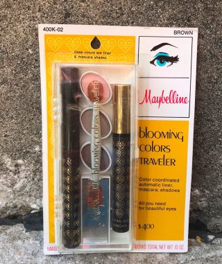 Vtg Maybelline Blooming Colors Brown Traveler Field Kit Eye Shadow Liner Mascara