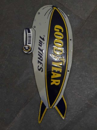 Vintage authentic Porcelain Goodyear Tires enamel sign 21x9 inches double sided 2