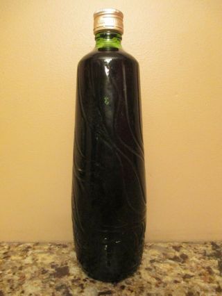 Vintage Gallo Red Ripple Wine Bottle - 4/5 Quart - Green Sculpted Glass 3