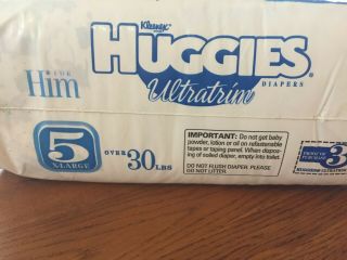Vintage pack of 22 Huggies Ultratrim Baby Diapers Size 5 for Him 3