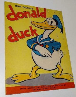 Rare Near (9.  0) Disney 1935 " First " Donald Duck Linen Book 978 By Whitman
