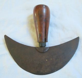 Crescent Round Leather Knife Early Vtg Old Antique Tool 2