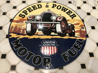 Vintage Union Gasoline Porcelain Gas Auto Oil Service Station Pump Plate Sign