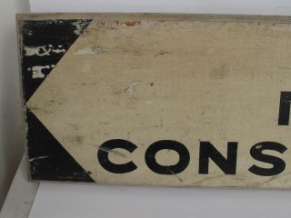 Vintage WPA Road Construction Sign Painted on Wood 3