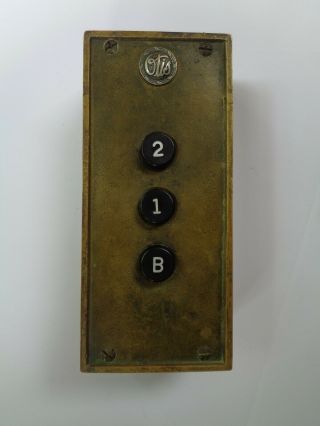 Vintage Brass Otis Antique Elevator Control Panel Basement,  1st & 2nd Floors