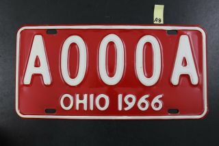 Vintage 1966 Ohio Sample License Plate A000a (a8