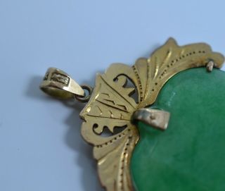 Vintage Chinese 18k Gold and Jade Heart Pendant 4
