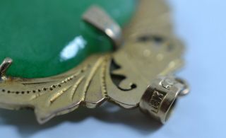 Vintage Chinese 18k Gold and Jade Heart Pendant 5