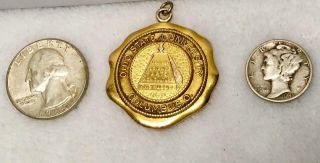 VTG ANTIQUE 1870 RARE OHIO STATE UNIVERSITY HEAVY GOLD FILLED PENDANT SCIENCE 2