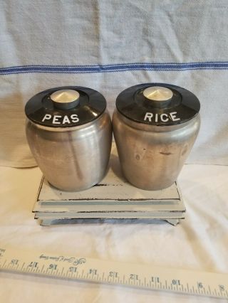 Very Rare Vintage Kromex Canister Set Beans Barley Rice Peas Aluminum Canisters 5