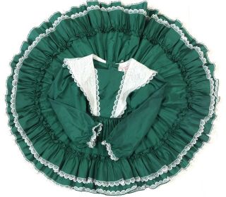 Vtg Baby Girl Toddler Dress Frilly Green Ruffles & Lace Party Pageant Size 3t