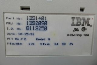 Vintage IBM 1391401 Keyboard PS/2 10 - 15 - 91 5
