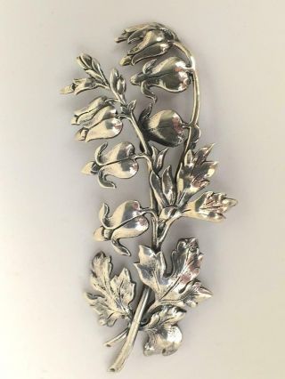 Vintage Mid Century Signed Parenti Sterling Silver Flowers And Leaves Pin Brooch