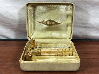 Vintage Shaving Collectible Gillette Travel Safety Razor In The Case 2