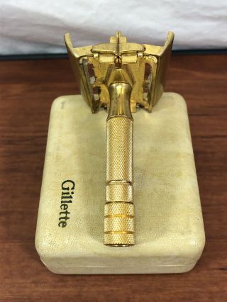 Vintage Shaving Collectible Gillette Travel Safety Razor In The Case 7