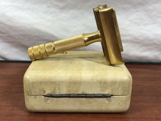 Vintage Shaving Collectible Gillette Travel Safety Razor In The Case 8