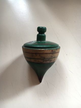 Antique Vintage Wooden Wood Spinning Top Toy Very Old Wood Tip