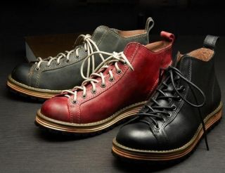 Men Round Toe Lace Up Leather Work Casual Vintage Ankle Boots Shoes Size 39 - 44