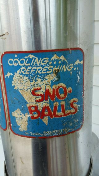 Vintage Sno - master Snow Cone Ball Machine Very Rare Commerical Tall 4