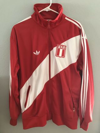 Adidas Peru Vintage Red And White Track Jacket Size Xl