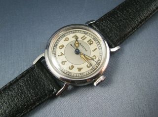 Rare Vintage Racine Gallet Stainless Steel Military Style Mens Watch Ww2 1942