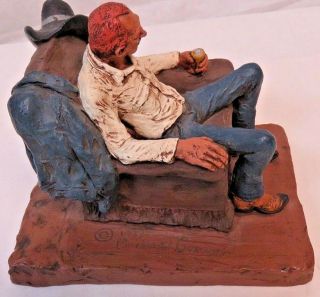 Vintage 1973 Michael Garman Cowboy “Chairman of the Range” Sculpture Signed 2