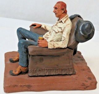 Vintage 1973 Michael Garman Cowboy “Chairman of the Range” Sculpture Signed 5