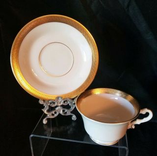 Vintage Lenox China Tea Cup And Saucer - The White House - Gold Border - Signed