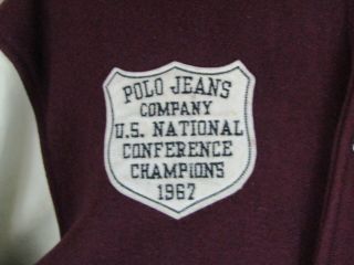 Vintage POLO Ralph Lauren Varsity Jacket Men ' s XL Football Letterman Coat 3