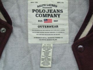 Vintage POLO Ralph Lauren Varsity Jacket Men ' s XL Football Letterman Coat 8