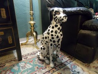 Vintage Dalmatian Giant 20 " Ceramic Dog Statue W/ Repairs Rare Japan