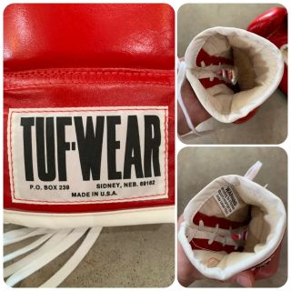 DEADSTOCK 80s TUF - WEAR Boxing Gloves w/ BOX 8oz XL NOS Sparring Gloves Rocky VTG 10