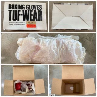 DEADSTOCK 80s TUF - WEAR Boxing Gloves w/ BOX 8oz XL NOS Sparring Gloves Rocky VTG 11