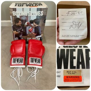 Deadstock 80s Tuf - Wear Boxing Gloves W/ Box 8oz Xl Nos Sparring Gloves Rocky Vtg